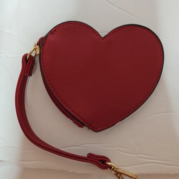 Juicy Couture Red Heart-Shaped Coin Purse with Gold Hardware - Picture 2 of 3